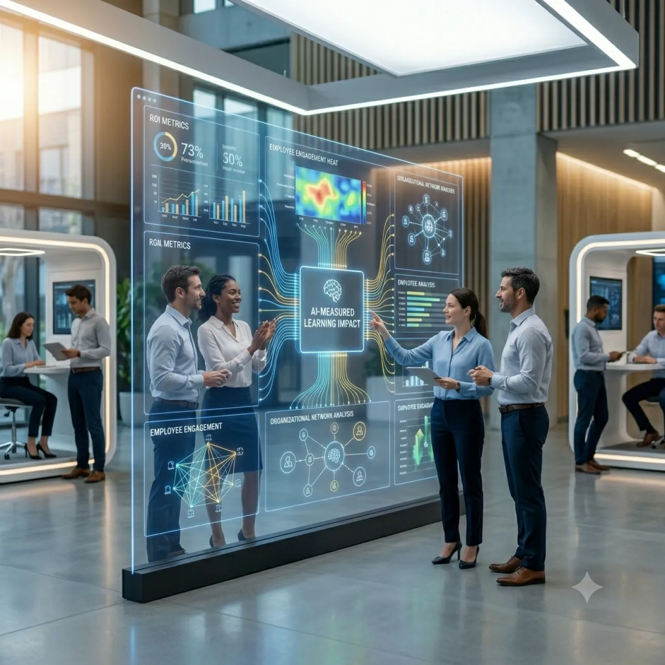 Professionals learning on virtual screens